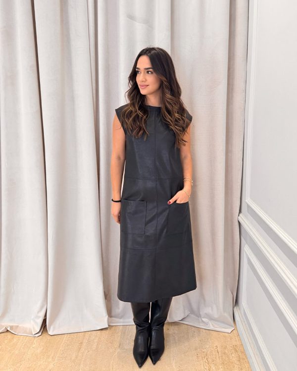 Eco-leather midi dress -Innocent