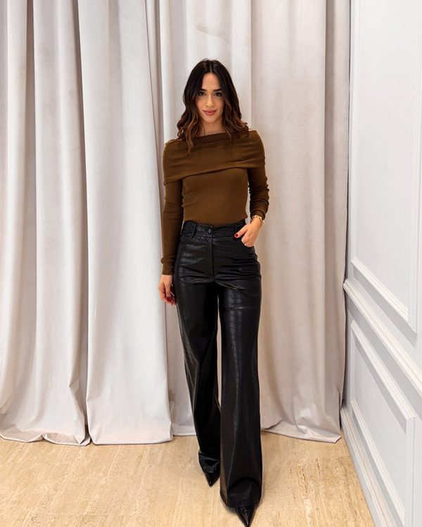 Snake-effect eco-leather trousers - Innocent