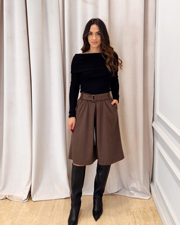 Suede-effect bermuda shorts with belt - Innocent