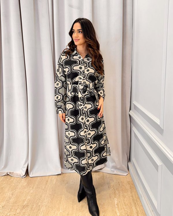 Geometric belted midi shirt dress - Innocent
