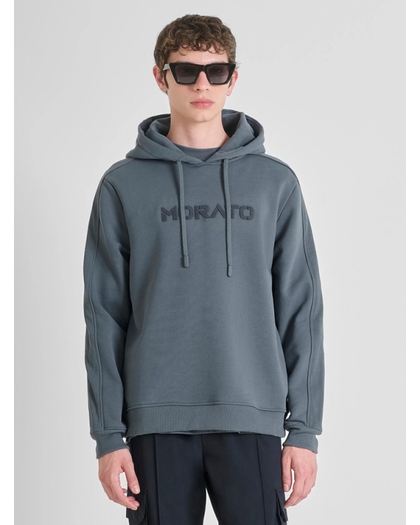 Relaxed fit hoodie in cotton blend sustainable with logo -Antony Morato
