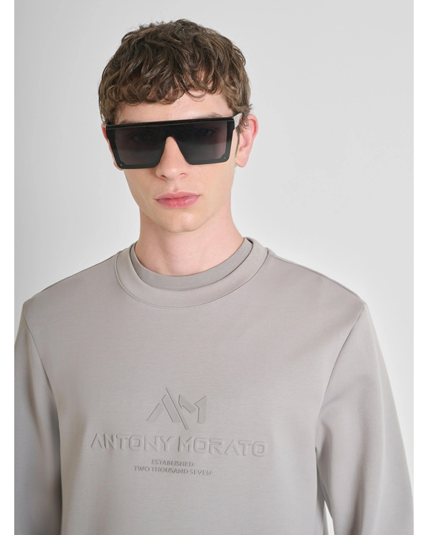 Cotton blend slim fit crewneck sweatshirt with logo - Antony Morato
