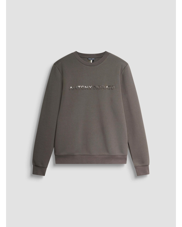 Slim fit sweatshirt cotton blend crew neck with logo - Antony Morato