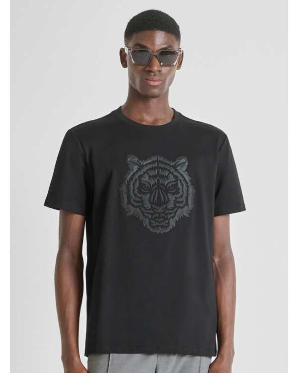 Regular fit cotton jersey t-shirt with tiger print - Antoni Morato