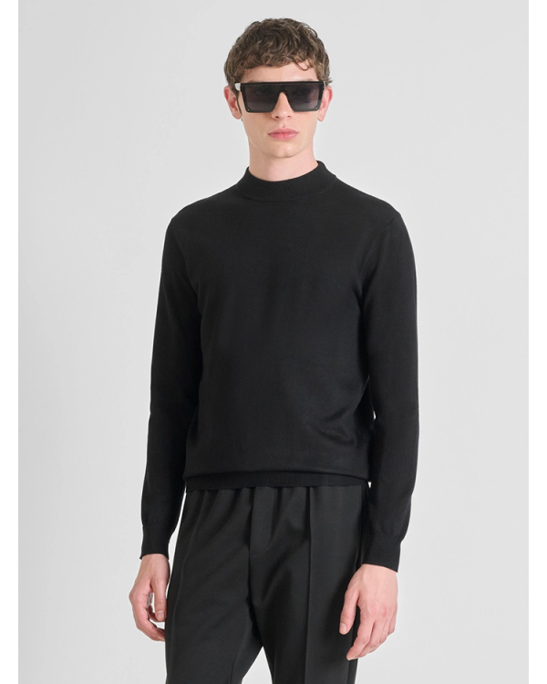 Slim fit cotton jersey sweater with collar - Antoni Morato