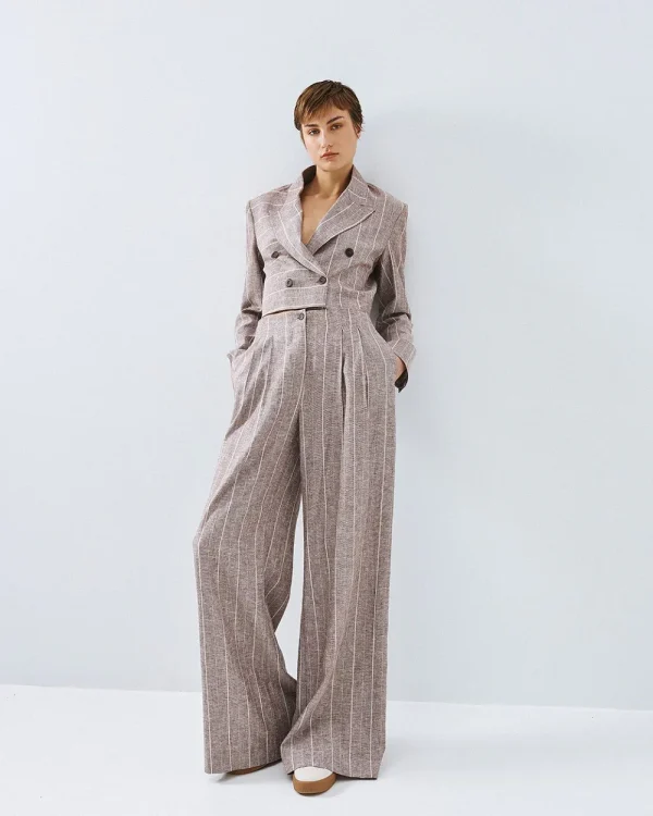 Striped cropped blazer - Access Fashion