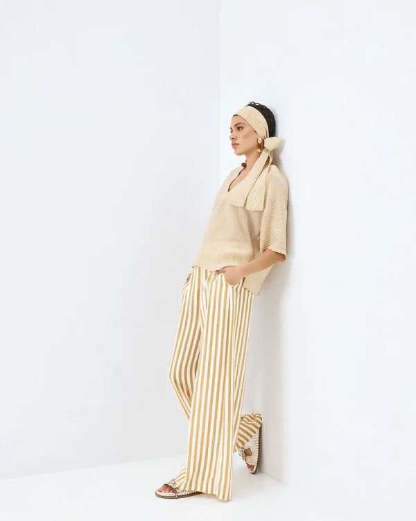 Striped belted blouse - Access Fashion