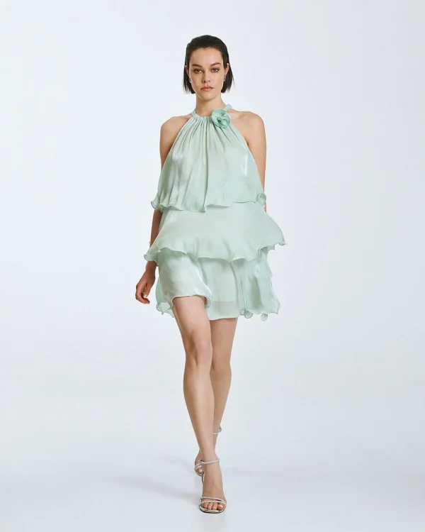 Mini dress with ruffles and flower - Access Fashion