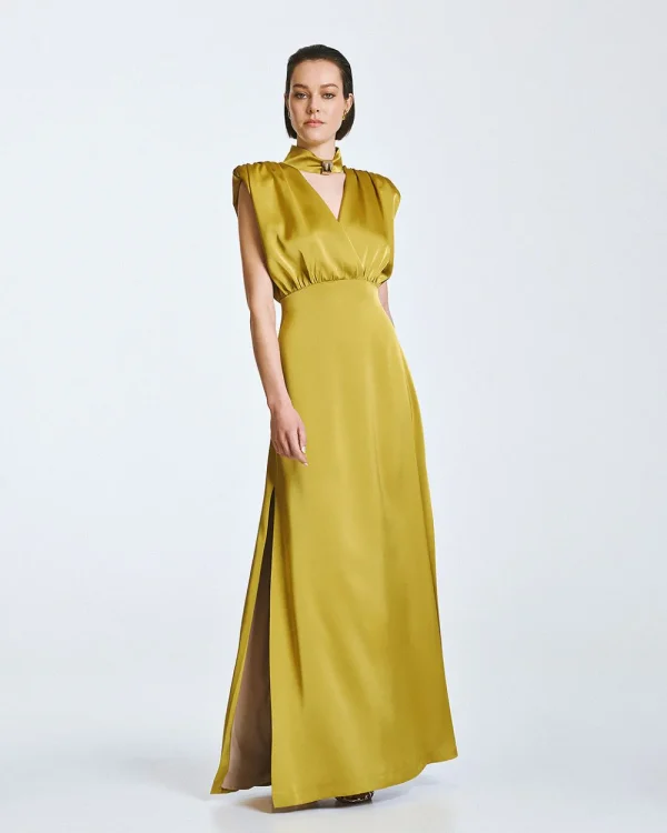 Maxi dress with v-neck and metallic detail - Access Fashion