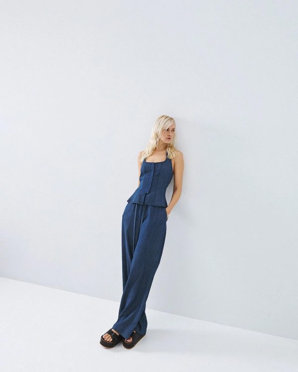 Halter top with a denim look - Access Fashion