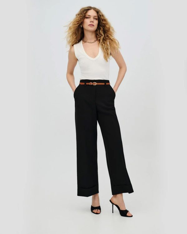 High-waisted pants with turn-up hems - Access Fashion