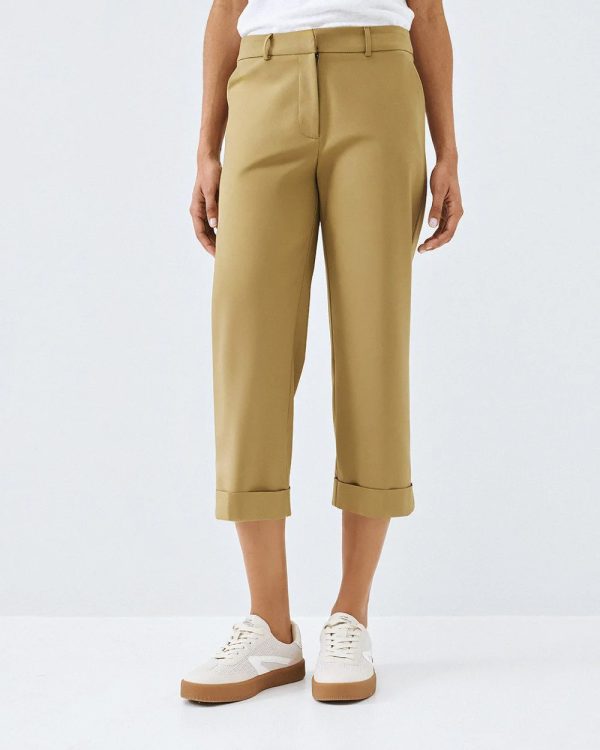 Cropped pants with turn-up hems - Access Fashion