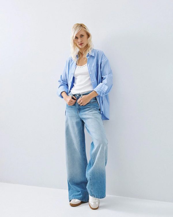 High-rise wide-leg denim pants - Access Fashion