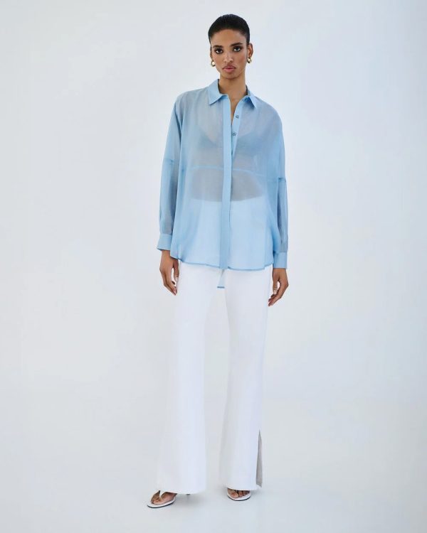 Long shirt with decorative stitching - Access Fashion