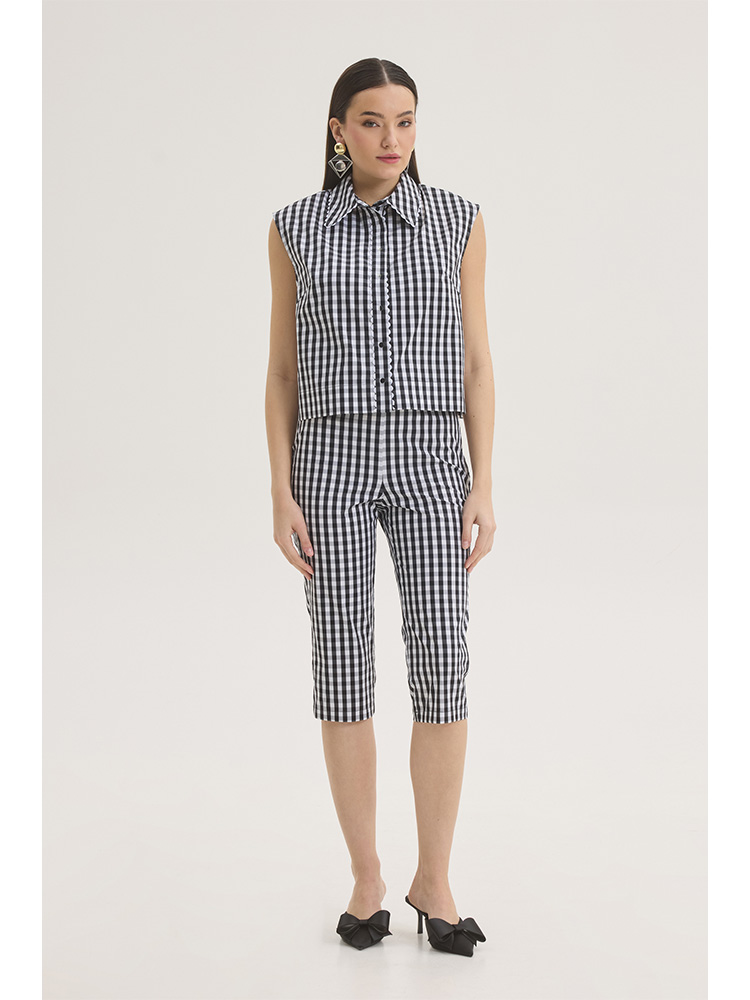 Brouska - INS26-9313 Gingham cotton blend bermuda shorts - Innocent