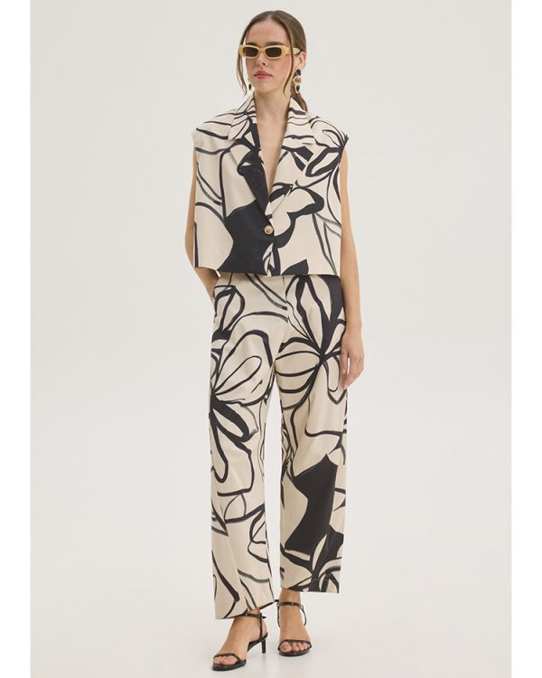 Abstract print cotton straight-leg trousers - Innocent