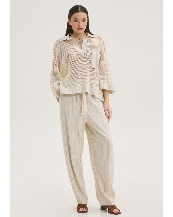 Relaxed fit striped linen trousers - Innocent