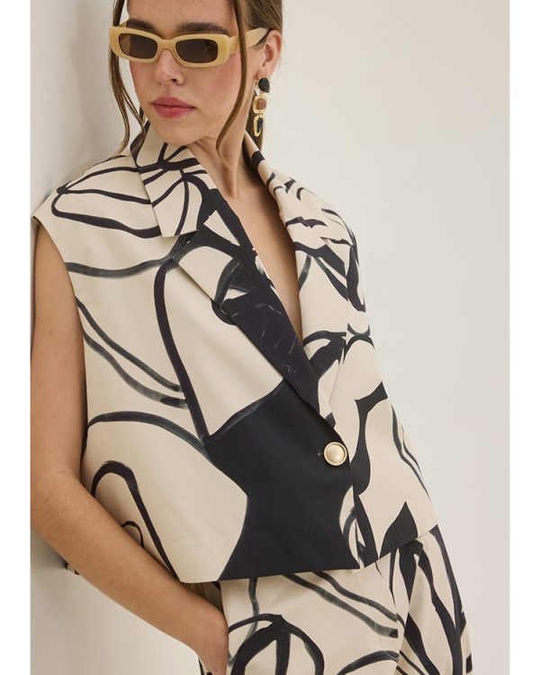 Cropped abstract print cotton jacket - Innocent