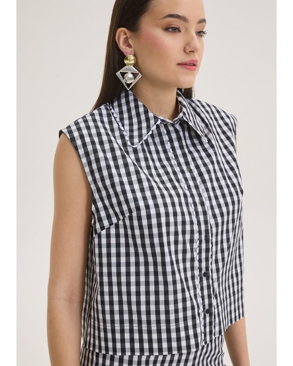Gingham sleeveless cotton blend shirt - Innocent
