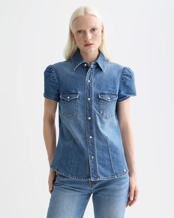 Cap sleeve fitted denim shirt - Scotch & Soda