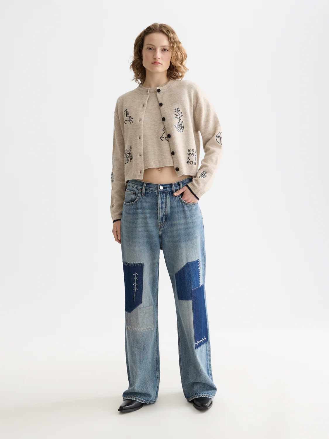 Brouska - SQS26-U9B01080T Embroidered crew neck cardigan - Scotch & Soda - Image 2