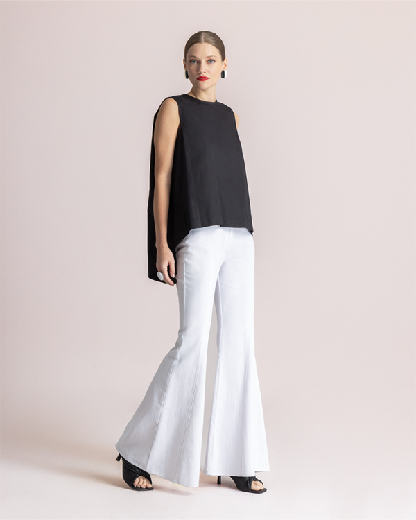 Sleeveless wrap blouse with waist tie - Moutaki