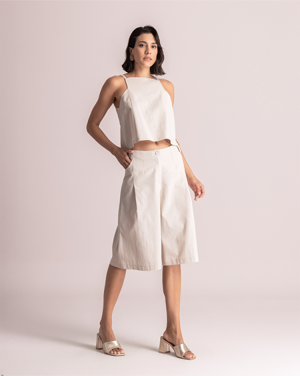 Cropped sleeveless blouse with back button detail - Moutaki