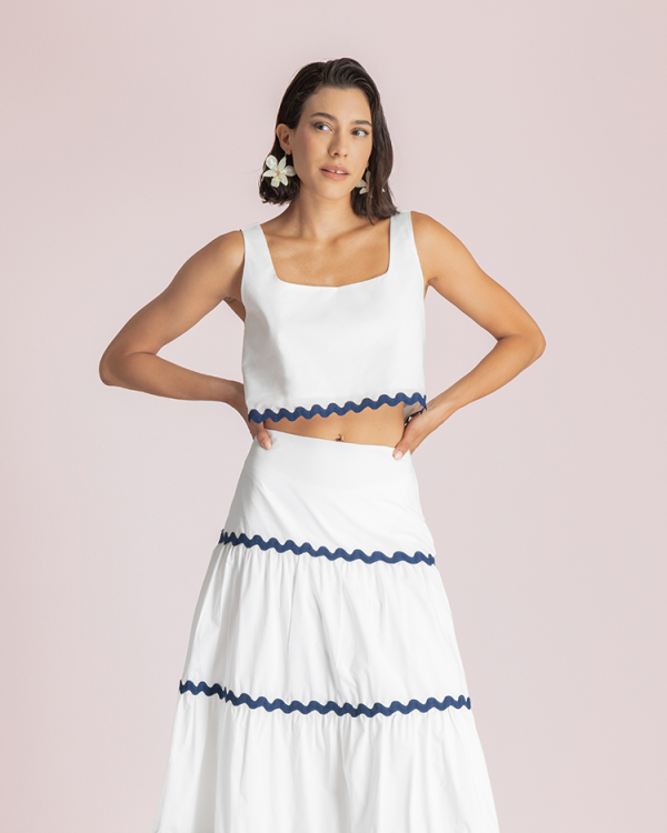 Cropped sleeveless top with contrast trim - Moutaki