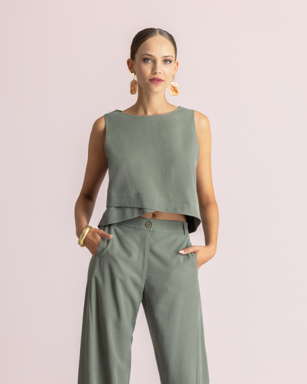 Layered cropped top - Moutaki