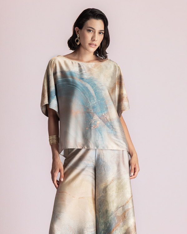Relaxed-fit blouse with abstract print - Moutaki