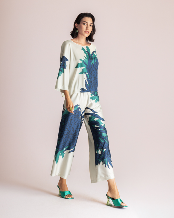Relaxed printed blouse in floral motif - Moutaki