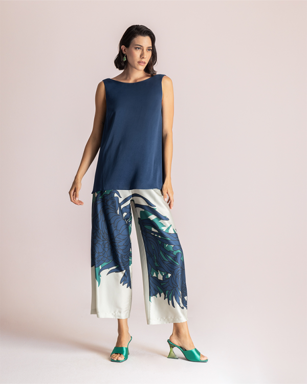 Wide-Leg printed trousers in floral motif - Moutaki