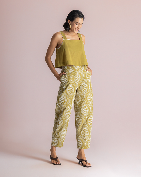 Cropped trousers with geometric print - Moutaki