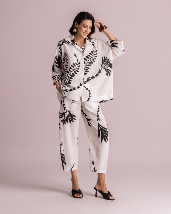 Botanical print relaxed-fit trousers - Moutaki