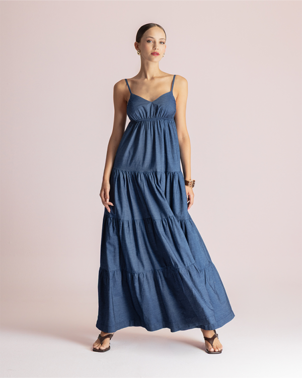 Denim maxi dress - Moutaki