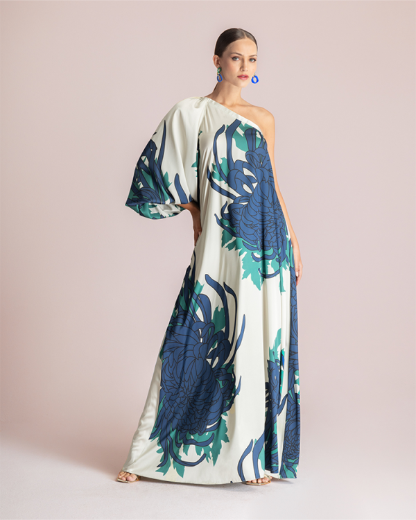 One-shoulder maxi dress in floral print - Moutaki