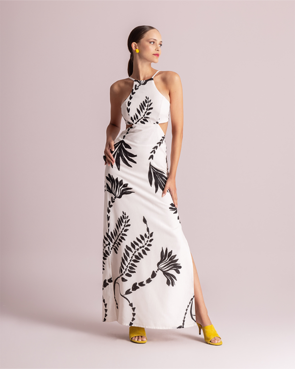 Cut-out botanical print  maxi dress - Moutaki