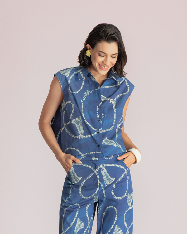 Sleeveless printed shirt - Moutaki