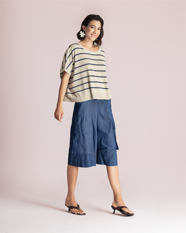 Striped relaxed-fit knit blouse - Moutaki