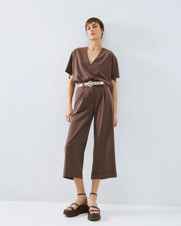 Short pleated pants with turn-up cuffs -  Access Fashion