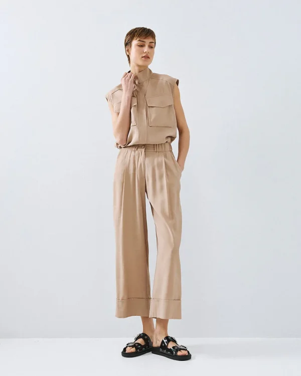 Pants with pleats and turn-up cuffs - Access Fashion