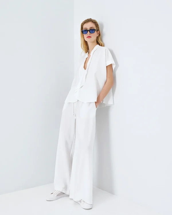 Crinkled wide-leg pants - Access Fashion