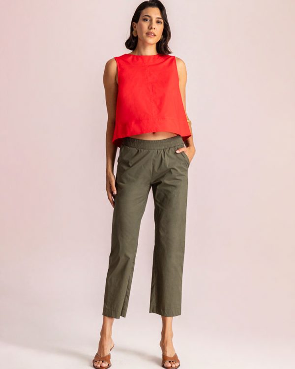 Relaxed cropped trousers with elastic waist - Moutaki