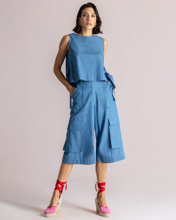 Sleeveless tie-side crop top - Moutaki