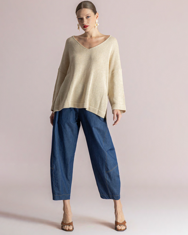 Barrel-Leg denim trousers - Moutaki
