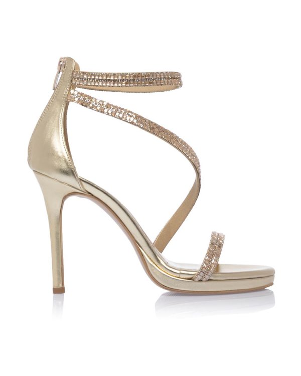 Metallic high-heel sandals with embellished straps – Sante Shoes