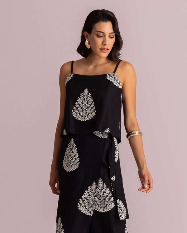 Printed strappy crop top - Moutaki