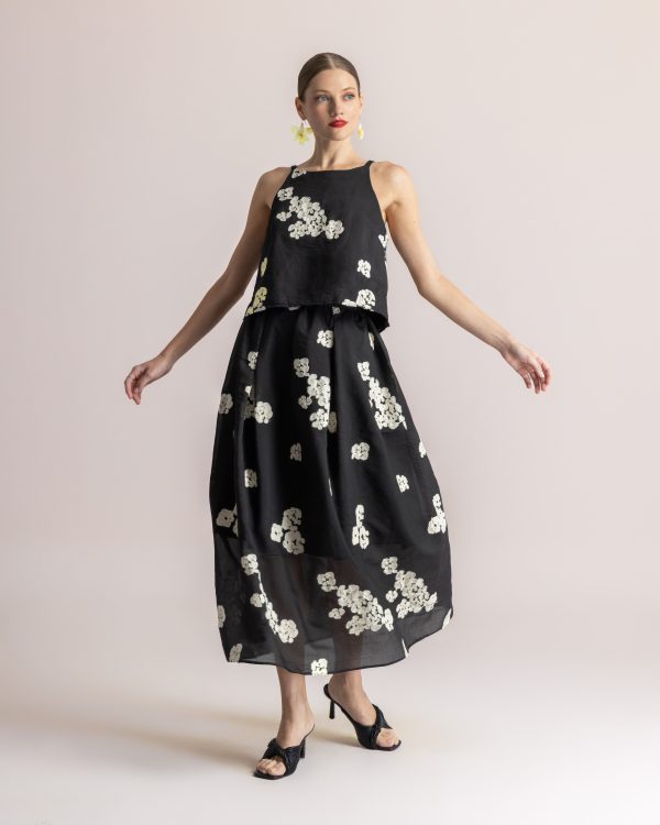 Alternative view of Floral sleeveless top with back slit - Moutaki