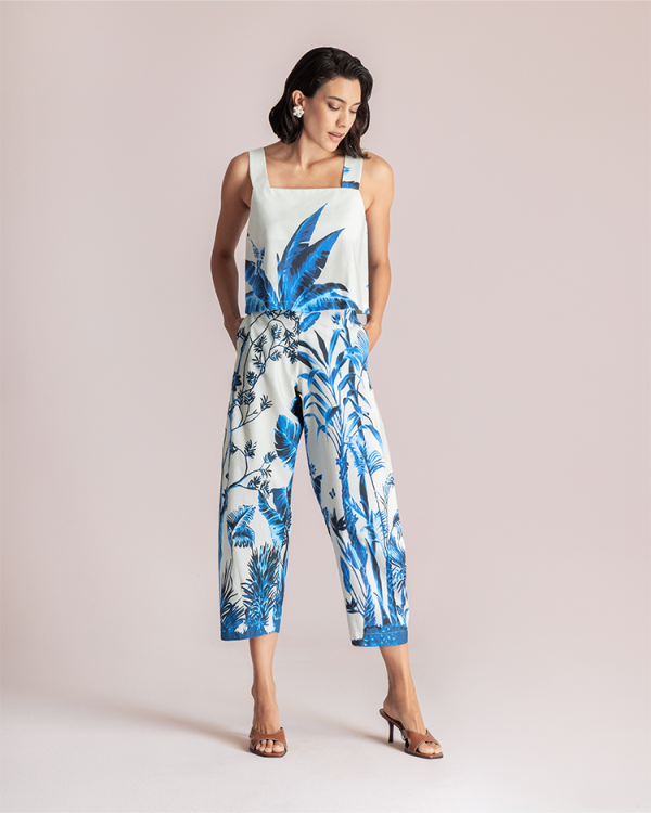 Tropical print cropped top - Moutaki