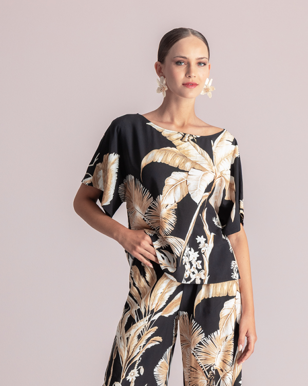 Botanical print relaxed fit blouse - Moutaki